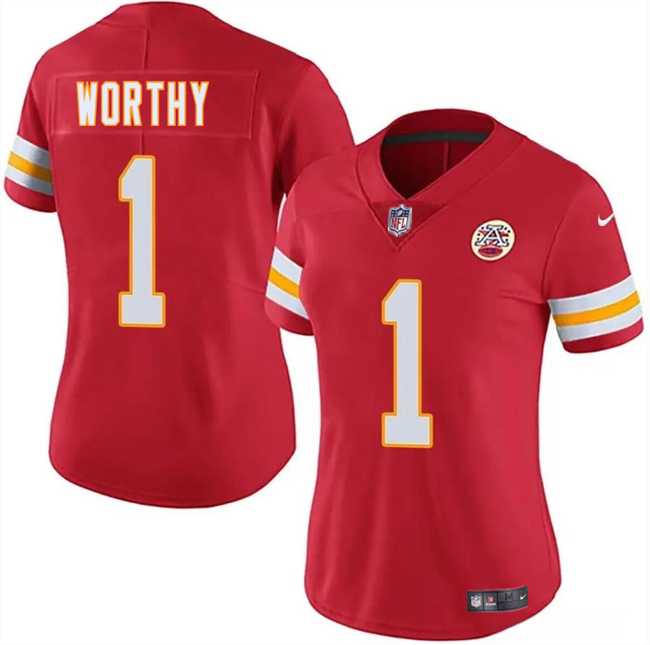 Womens Kansas City Chiefs #1 Xavier Worthy Red 2024 Draft Vapor Untouchable Limited Stitched Jersey Dzhi